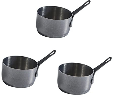 OQHAIR Lot de 3 Mini-casseroles de Mesure Pratiques pour échantillonnage, crémier, Bol, Salade, Petit Boeuf, vin, pichet, Condiments, Vinaigrette, Sauce, Sushi, Portion, Sauce, Argent, ra