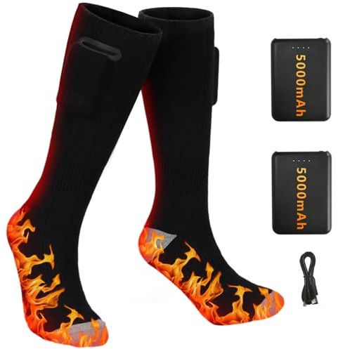CLIUNT Batteria Riscaldata 4000mAH, calza Riscaldata Ricaricabile, riscaldare Calze per Uomo e Donna, Sport Esterno, Pesca, Escursionismo, Ciclismo, Caccia