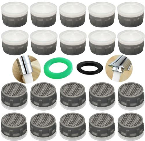 Faucet Aerator, 1.5 GPM Restrictor Plug-in Faucet Aerator Bathroom or Kitchen Replacement (20 pieces in white)