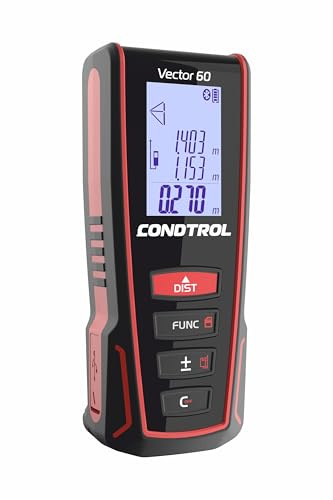 CONDTROL - Telemetro VECTOR 60 - Portata da 0,05 a 60 metri - Misurazione precisa e continua - Laser rosso - Bluetooth - Garanzia 2+1 anni - Fornito con accessori
