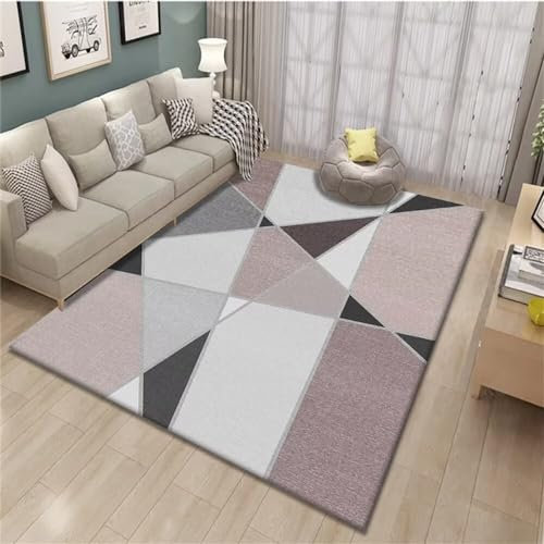 Kunsen Teppich Schlafzimmer deko Balkon Modernes geometrisches Design Wohnzimmer Teppich Schlafzimmer Teppich Schallisolierung Flur deko 80X120CM