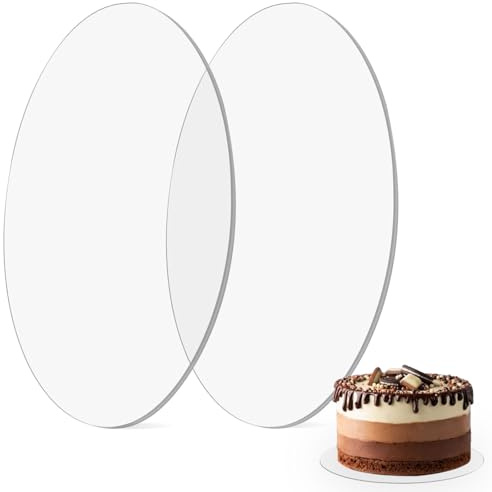 GANILITY Acryl Cake Board, 2 Stück Kuchenplatte Transparent, Wiederverwendbar, Ø 20cm Rund Kuchenplatte, 2mm Dick Mit, um Servieren von Kuchen, für Urlaubsparty-Veranstaltungen