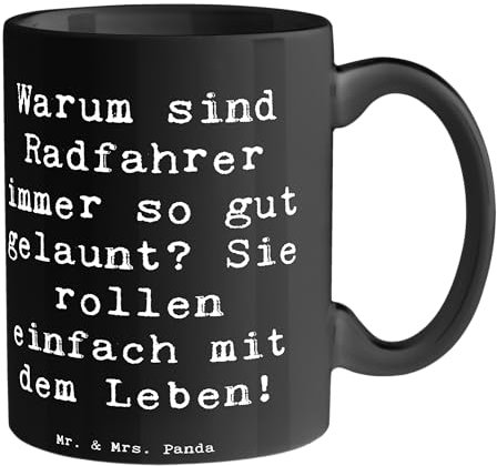 Mr. & Mrs. Panda Tasse Spruch Radsport Glück - Geschenk, Leben rollen, Designer Tasse, Einzigartige Designs, gut gelaunt, Kaffeetassen, Freiheit,