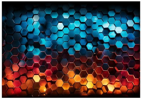 WallArena - Papier peint photo non tissé pour chambre d'enfant - 250 x 175 cm - Motif garçon hexagonal - Effet 3D - Jeu géométrique - Papier peint photo pour enfants - Papier peint non tissé - Effet