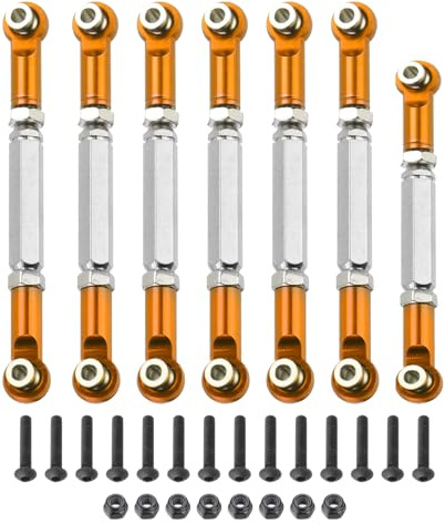 sourcing map Adjustable Turnbuckles Camber Link Linkages Aluminum Alloy RC Car Steering Pull Rod Servo Linkages Tie Rod for 2WD 1/10 RC Car Crawler(Gold)