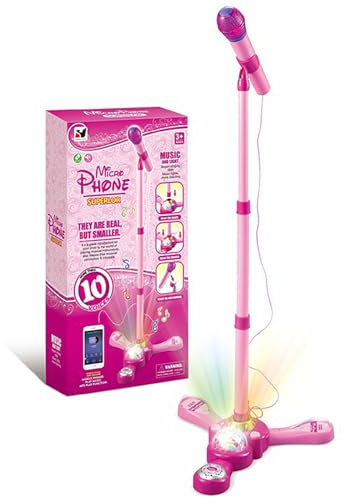 Microphone et support pour enfants, machine à karaoké avec support réglable, lumières de scène clignotantes avec enfants, jouets chantants pour filles