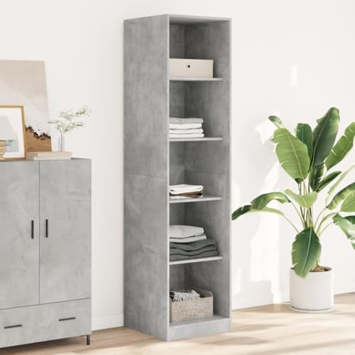 Gecheer Cementgrå garderob 50 x 50 x 200 cm i trä i flera lager, entréskåp, sovrumsgarderob, multifunktionsskåp, fristående garderob, klädskåp, P3307714