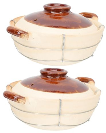PRETYZOOM Cazuela De Barro Con Asa Individual 0,5l Arcilla Resistente Al Calor Para Cocinar Arroz y Guisos Utensilios De Cocina Para Uso Doméstico Raciones Individuales Juego De 2 Piezas