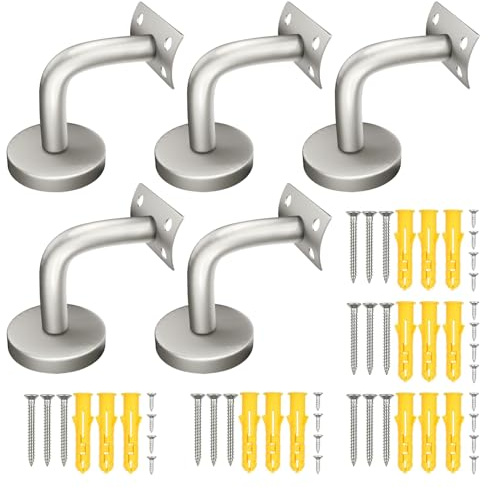 5 Stück Edelstahl Handlaufhalter,Handlauf Wandhalter Handlaufträger,Silber Handlauf Halterung Verwendet für Innen- und Außentreppen Handlaufhalter