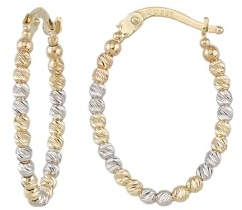 Creolen Ohrringe mit diamantierten Kugeln in Echt 585 Gold klassische, schlichte Ohrringe Ohrcreolen Ohrschmuck Damen Schmuck Goldcreolen in Bicolor inkl. Schmucketui | JC Trauringe 8786