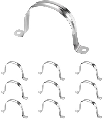 sourcing map Rohrschellen, 7,6 cm, 75 mm, M75 U-Rohrschellen, Edelstahl, starres Rohrband, U-förmige Halterung mit zwei Löchern für Rohr, Schlauch, Drahtschnur, Befestigung, 10 Stück