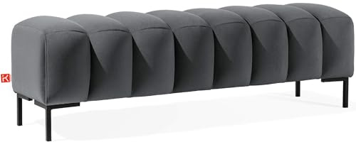 konsimo Polsterbank, Bettbank, Sitzbank in Samtoptik, Flurbank, bis 120 kg Belastbar (dunkelgrau/schwarz, 160x50x50)