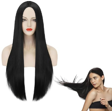 Long Black Wig, Black Wigs for Women, Long Wigs for Women, Straight Wig Beautiful and Comfortable Suitable for Role Playing Halloween Parties and Daily use