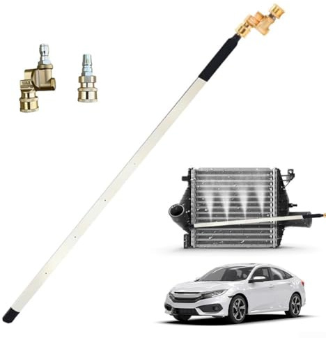 Gdfnmogo Varita de limpieza de radiador de coche de 60 cm, varita de lavado a presión de radiador de 4500 PSI con conector giratorio de 180 grados, varita de lavado a presión de coche y camión (A)