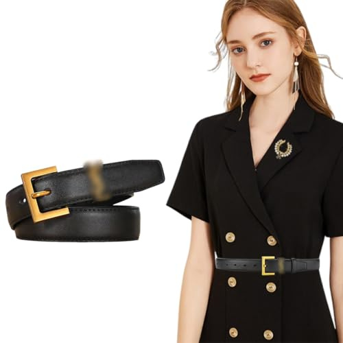 AEIXYA 1 Stück Gürtel Y2K,Pu Belt Für Damen Und Herren, Dekorativer Damen Gürtel, Luxuriöses Design, Persönlichkeit, Gold Vielseitiger(Ys-Schnalle，L-Schnalle，110Cm,A).