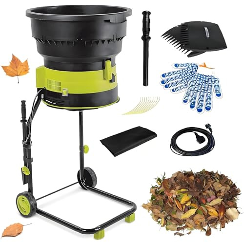 PioMue Biotrituratore Elettrico da Giardino, trituratore di Foglie, Potenza 2500 W, 8000 Giri/min, Rapporto di triturazione 17:1, per la Manutenzione del Giardino Domestico LeafShredder+30mPowercord