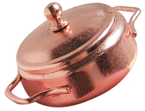 Gogogmee Mini Casserole Décorative en Alliage pour Maison de Poupée, Pot Miniature Vintage Cuivre, Ustensiles Cuisine Miniatures Éducatifs, Accessoire Décoratif pour Garçon et Filles