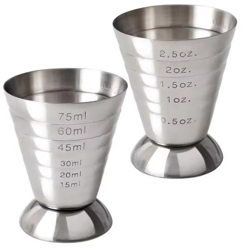 Jigger da 2 pezzi per barman Misurino da cocktail in acciaio inossidabile da 75 ml con scala Accessori da cocktail professionali per barman