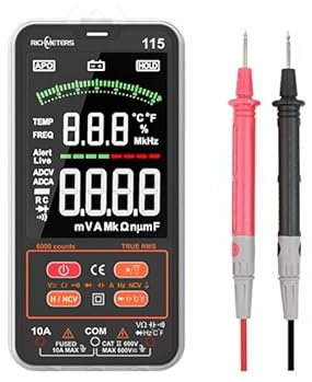 Auto-Ranging True RMS Multimeter | 4 Colour LCD, Smart Mode, NCV | Measures AC/DC Voltage, Current, Capacitance, Resistance, Continuity, Temp | Electrician & Car Diagnostics