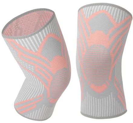 AOOWU 2 Pezzi Ginocchiera Ortopedica, Ginocchiera Comfort con Compressione, Antiscivolo Tutore Sportiva Supporto per Artrite, Corsa, Dolore alle Articolazioni, Lesioni dei Legamenti (M)