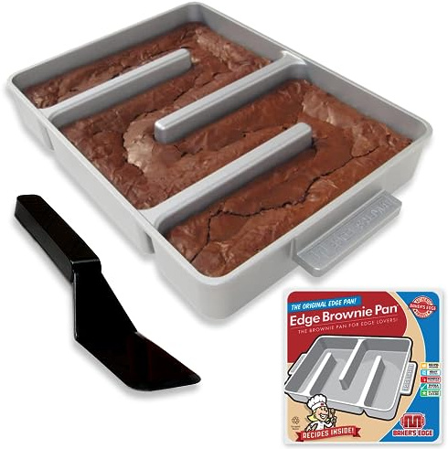 Baker's Edge Brownie Pan, The Original All Edges Brownie Pan for Baking | Premium Double Nonstick Coating, Heavy Gauge Cast Aluminum, Rectangular 9x12” Size Baking Pan - US Patented Design