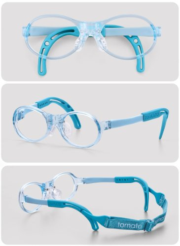Tomato Glasses Eyeglasses Frames TABC1 (for Babies) - Super Flexible, Ultralight Weight, Non Slip Nose Pads (Blue) (37x13)