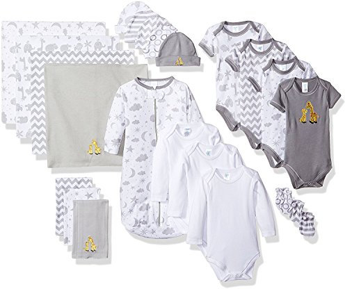 Spasilk Baby Essential 23 delar Layette-set för nyfödda och spädbarn, 0-6 månader, Grå himmelsk, 0-6 månader