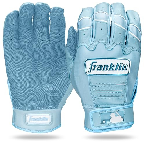 Franklin Sports MLB Baseball Batting Gloves - CFX Pro Adult + Youth - Baseball + Softball Carolina Blue/White, Youth Medium
