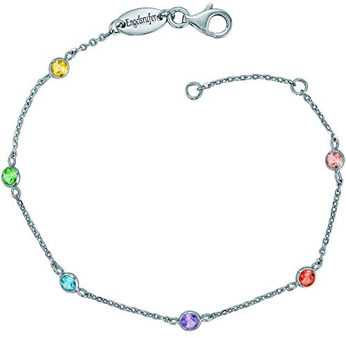 Engelsrufer Damen Armband aus Sterling Silber, mit Multicolor Zirkonia Steinen, verstellbar (17–19 cm), Karabinerverschluss, nickelfrei, Allergiker freundlich