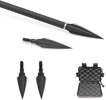 SHARROW 12 Stück Bogenschießen Pfeilspitzen Traditionelle Jagd Jagdspitzen Broadheads für Carbonpfeile mit Broadhead Box (Typ 3)