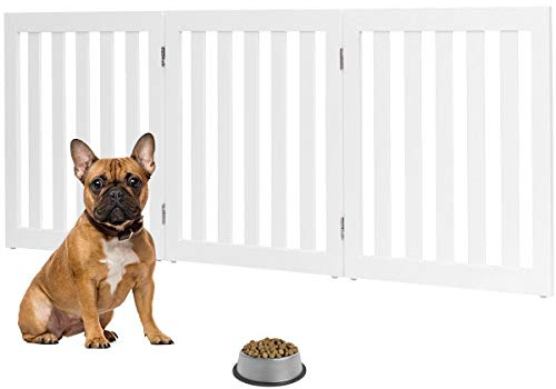 GOPLUS Freistehendes Absperrgitter 60cm Hoch, Klappbarer Schutzgitter für Hunde & Kinder, Flexibler Türschutzgitter Treppenschutzgitter, für Kamin & Treppe & Flur & Tür & Ofen (3 Paneelen, Weiß)