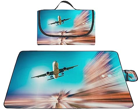 TengYuer Outdoor Picknickdecke 200x300cm Picknickdecke Wasserdicht Weich Tragbar mit Tragegriff für Camping Picknick Wandern Reisen Campingdecke GrüNer Himmel
