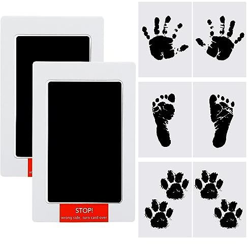 Runmeihe 8PCS Inkless Baby Hand und Fußabdruck Kit, Clean Touch Ink Pads Pet Paw Print Tools für Hunde und Katzen, No Mess Fuß und Handabdruck Stempelkissen für DIY Neugeborenen Abdruck Andenken