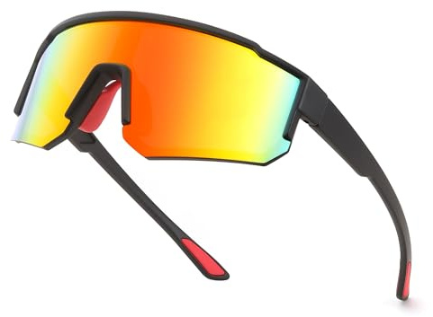 FEISEDY Sport Sonnenbrille Polarisiert Herren Damen Fahrradbrille Jugendliche Sportbrille Verspiegelt für MTB Radfahren Baseball mit UV400 Schutz & TR90-Rahmen B0213