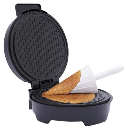 Hörnchenautomat mit Kegel Hörncheneisen Einstellbarer Thermostat Waffeleisen für Eiswaffel Antihaftbeschichtung Waffelautomat