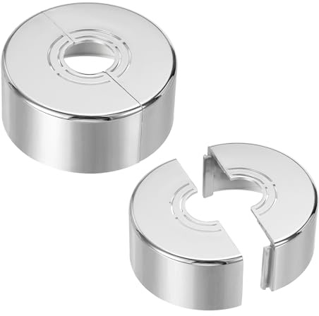 PATIKIL Flangia Divisa a Parete, 20/25/32mm Copri Tubi Termosifoni Copertura Piastra Rotonda in ABS Spessore Tagliabile per Tubo Acqua Rubinetto Decorazione,30mm Altezza, 2 Pezzi, Argento