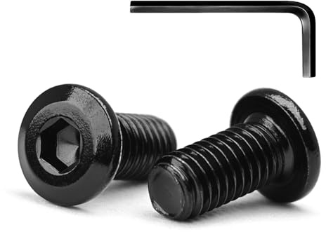 M8 x 16mm 10Pcs Tête Plate Vis D'assemblage à Six Pans Creux, Vis à Tête Plate, Acier Inoxydable A2 V2A, Boulons de Meubles, Filetage Complet, Oxyde Noir (Avec Clé Hexagonale)