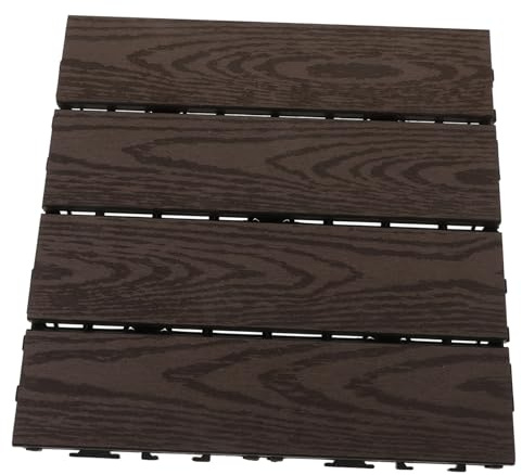 ORFOFE Piastrelle Pavimento Esterno Incastrabili Antiscivolo in Plastica Alta Densità Imitazione Facili da Montare e Resistenti per Balcone Giardino e Patio
