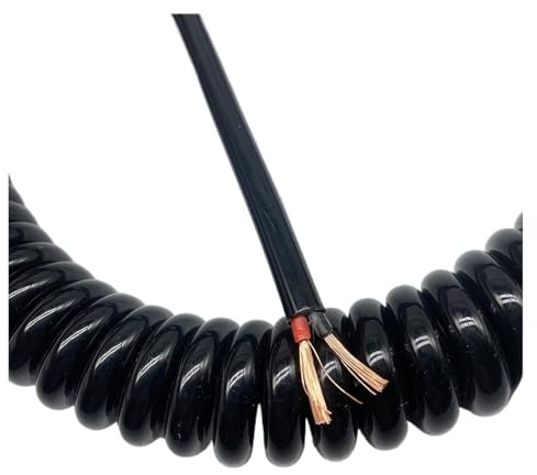 Generico Cavo retrattile 2,5 m 5 m 7,5 18 metri Cavo di alimentazione a spirale a 2 conduttori 1,5 mm2 Cavo a molla estensibile 1,25 m/2,5 m/3,75/9 m(2.5meters)