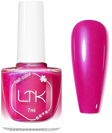 Hot Pink Nail Polish, Quick Dry Nail Polish - Bright Pearl Pink Nail Varnish No Bake, High Gloss Breathable Formula With Shimmer For Long Lasting No Chip & Easy DIY Manicure At Home