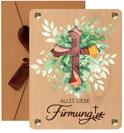 Firmung Geschenke Jungen, Verpackung Für Geldgeschenke 13 X 10 Cm, Firmgeschenk Set Mit Umschlag Und Reagenzglas, Originelle Geburtstag Geldgeschenk Holz, Firmung Karte Geschenke Für Mädchen Jungen