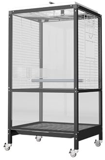 aviary Bird Cage Metal Double Decker Home Display Suitable for Parrots, Canaries. Black Color