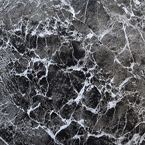 50 VINYL FLOOR TILES: Black/Grey Marble SELF-STICK by busy bee