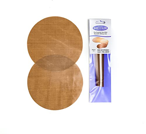 Bake-O-Glide Multigrade Sponge Tin Liners, 2 Pack of Pre-Cut Circles, Brown, 8 / 200mm
