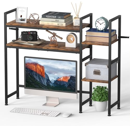 Tischregal für Schreibtisch, 3-stöckig, Verstellbarer Computer-Stall, Büro Organizer, Heimdekoration für Zuhause, Bürobedarf, Bücherregal