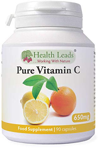 Pure Vitamin C 650mg Capsules, Ascorbic Acid, Unbuffered & Non-GMO, Suitable or Vegetarians & Vegans, Magnesium Stearate Free & No Nasty Additives, Formulated & Made in Wales… (90 Capsules)