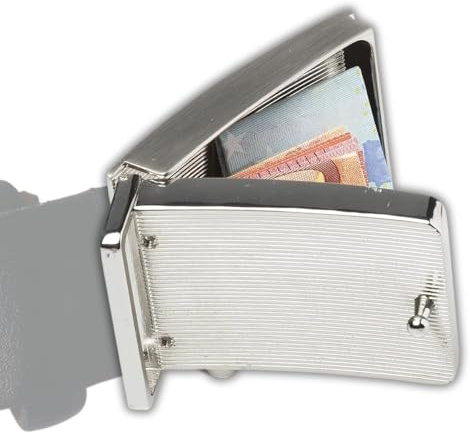 INVIDA Gürtelschließe nickelfrei – Edelstahl Gürtelschnalle mit Geheimfach & RFID-Schutz für Wechselgürtel – Metallschließe mit Versteckfach, Diebstahlschutz & RFID-Blocker für Herren & Damen