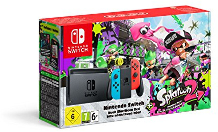 Console Nintendo Switch avec Joy-Con - rouge néon/bleu néon + Splatoon 2