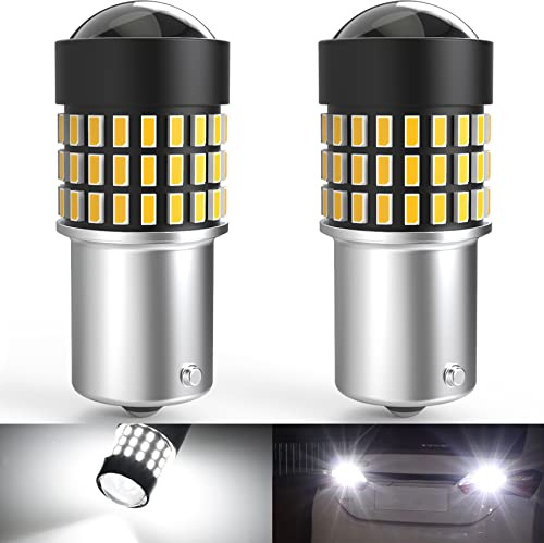 NATGIC 1156 BA15S 1141 1095 1073 7506 LED Bulbs 1800LM 3014SMD 78-EX Chipsets with Lens Projector for Back Up Reverse Lights, Tail Lights, Brake Lights, RV Lights, 12-24V, Xenon White (Pack of 2)