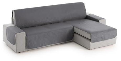 TEXTIL-HOME Housse de Canapé d’Angle Droit avec Accoudoirs Adele 200 cm – Housse Protège-Canapé Réversible Matelassé Grey, Anti-Taches, Lavable, Idéal Animaux,